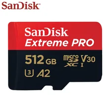Оригинальная карта памяти SanDisk 512 ГБ до 170 МБ/с. A2 V30 Micro sd-карта Class 10 UHS-I U3 Extreme PRO карты для спортивной экшен-камеры 4K HD Камера