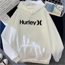 

Men's Hurley Print Hoodies Casual Vintage Korean Pullovers Hooded Harajuku for Male Oversized Kangaroo Pocket Sweatshirts