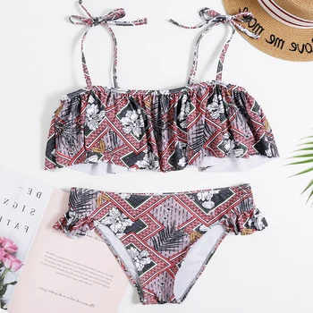 

Off Shoulder Women Bikini Sets Mujer Brazilian Biquini Low Waist Swimsuit Ruffle Bikini Beach Wear Summer Bathing Suit Famale