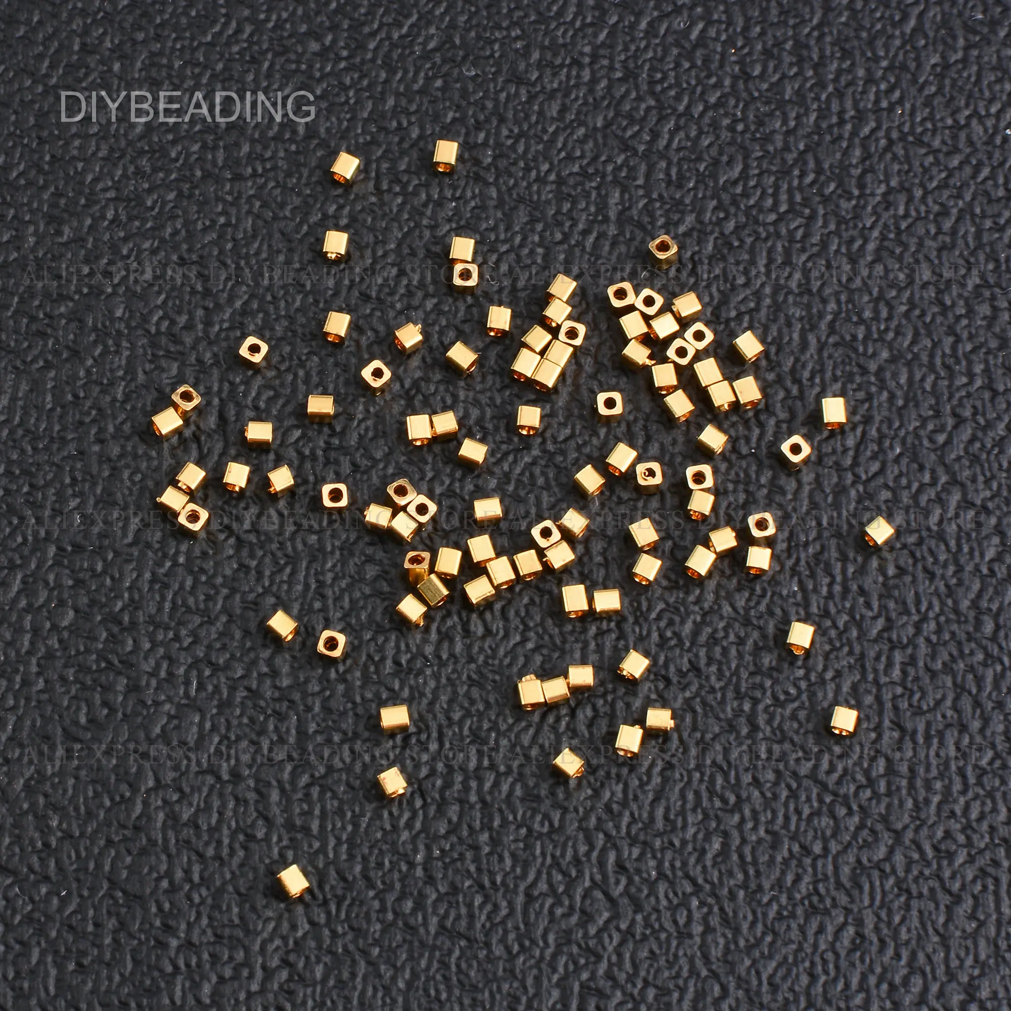 50-2000 Pcs Brass Square Spacer Beads Lots Wholesale Tiny Small Metal Seed Connector Beads for Earring Making