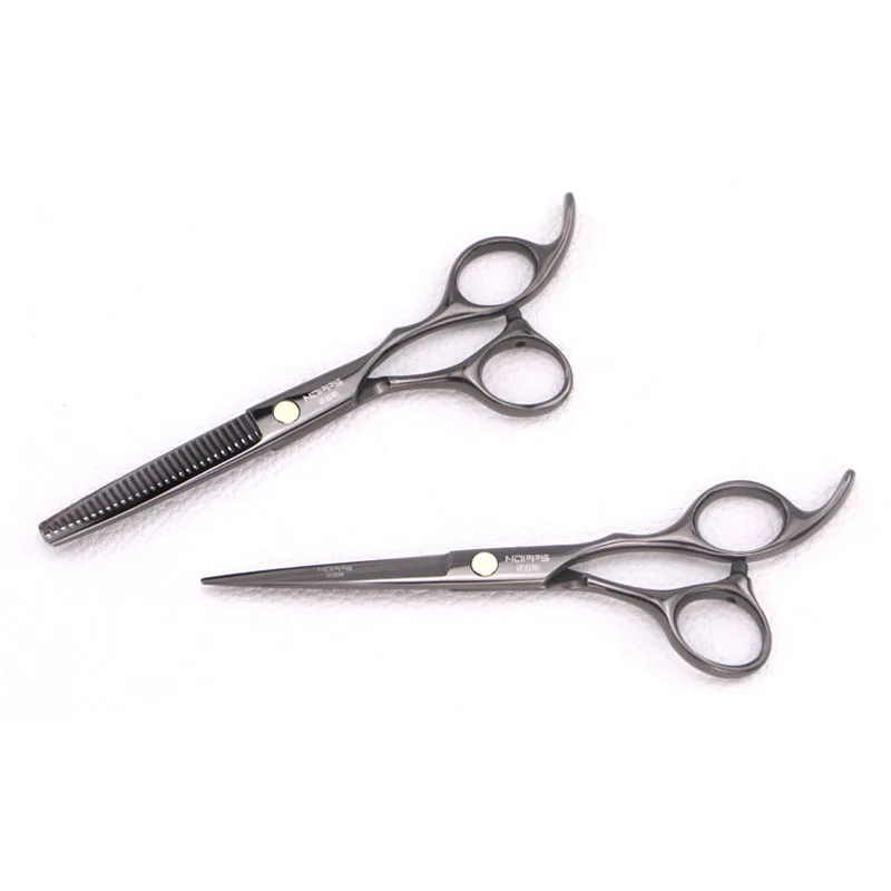 

Professional Hairdressing Scissors Black And Color Titanium Plating Flat Cutting Scissors Bangs Cut Thinning Shears Hair Cutting