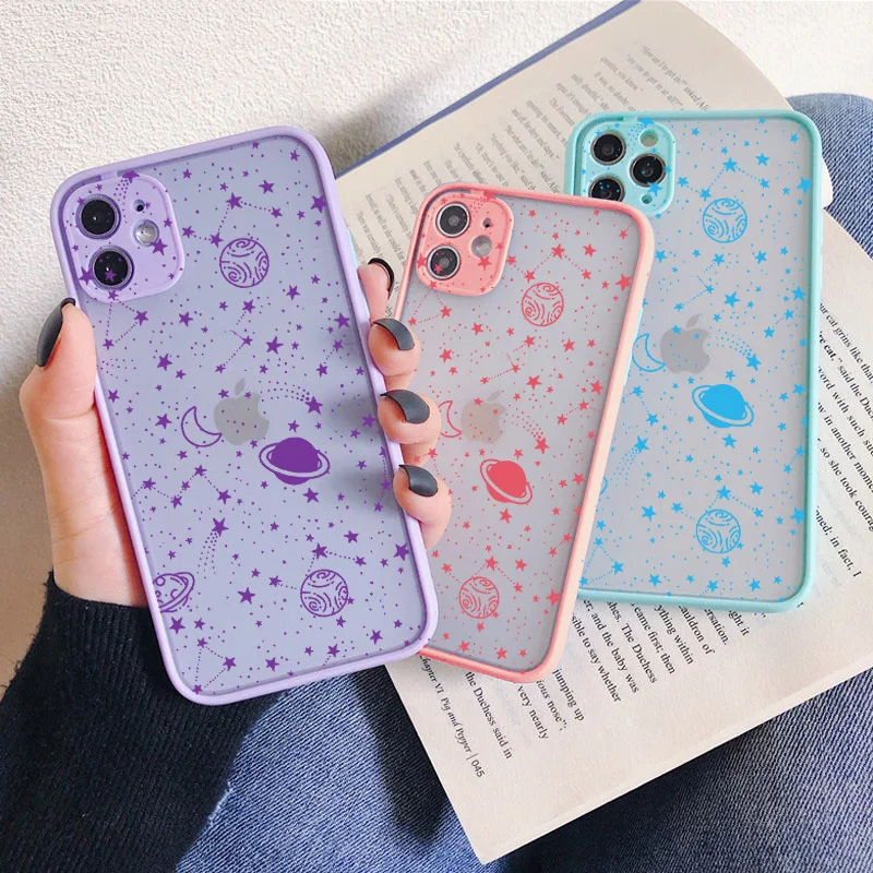 Cartoon Planet Stars Shockproof Cute Phone Case – Stylish Back Cover Coque