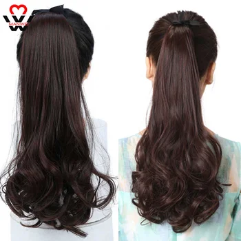 

MANWEI Long Wavy Synthetic Drawstring Ponytail for Women Clip in Hair Extensions Curly Style Hairpieces Hairstyle