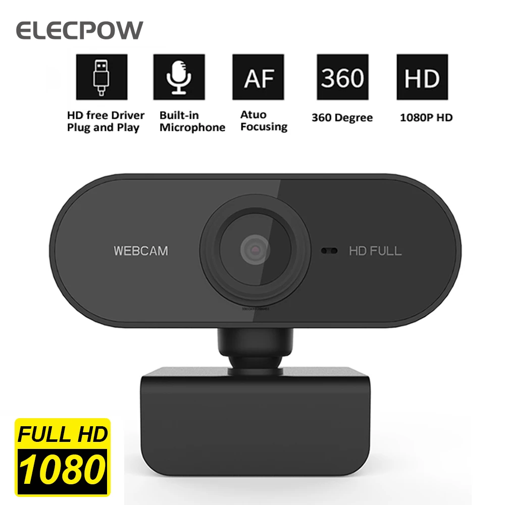Elecpow Webcam Full HD 1080P Web Camera With Microphone USB Plug Video Cameras For PC Computer Mac Laptop Desktop Conference | Компьютеры