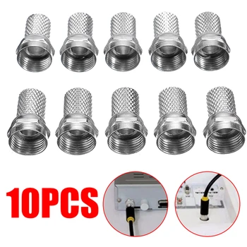 

10pcs RG6 F Type Coaxial Cable Connector Plug High Quality Copper RG6 Satellite TV Antenna Coaxial Cables Plugs Connecter
