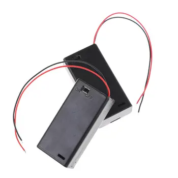 

2PCS 2 X AA 3V Battery Box Holder Case Plastic with 15cm wire with Switch and Cover