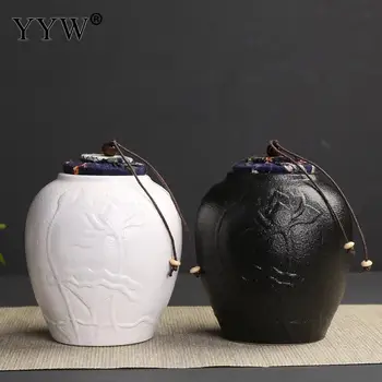 

Black White Tea Caddy Storage Box Tea Cans Caddies Canister Tea Container For Tea Storage Boxes & Bins Round Chests Tea Supply