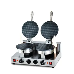Machine à Pizza électrique commerciale à Double tête, 2600W, pour cornet d'œufs croustillants, crème glacée 