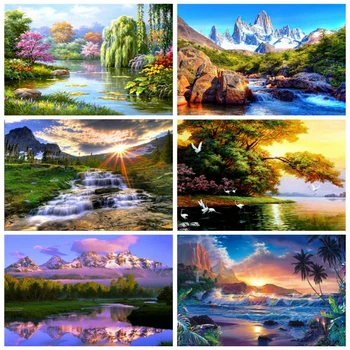 

AZQSD DIY 5D Diamond Painting Landscape Full Square Drill Home Decoration Diamond Embroidery Sale Tree Handmade Gift Full Kits