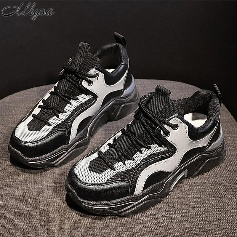 

Mhysa 2020 Spring New Leather Women's Platform Chunky Sneakers Fashion Women Flat Thick Sole Shoes Woman Daddy Footwear L1334