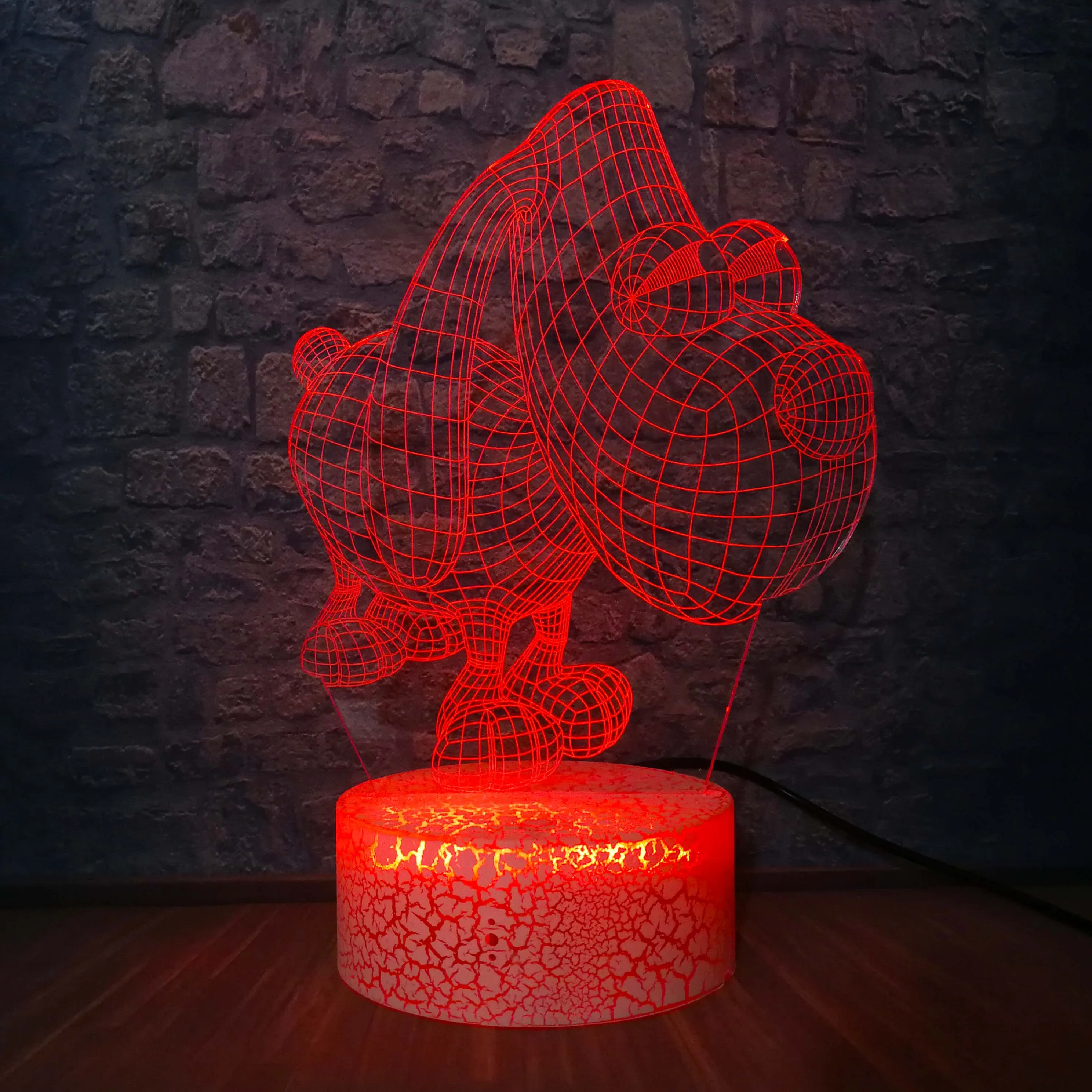 Kawaii Animal Dog Doggy 3D USB LED Table Lamp Colorful Mood Acrylic Night Light Child Educational Christmas Kids Toys Lighting | Освещение