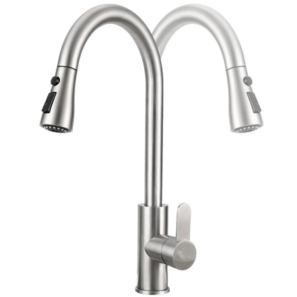 

Hot Kitchen Faucet Hot and Cold Single Handle Pull Out Faucet 360 Degree Swivel Mix Water Stainless Steel Kitchen Water Tap