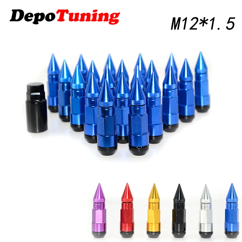 DepoTuning Стайлинг колесные гайки M12X1.5 20 шт. гоночная композитная гайка Противоугонная стальная Блокировка колесная гайка болт с шипами