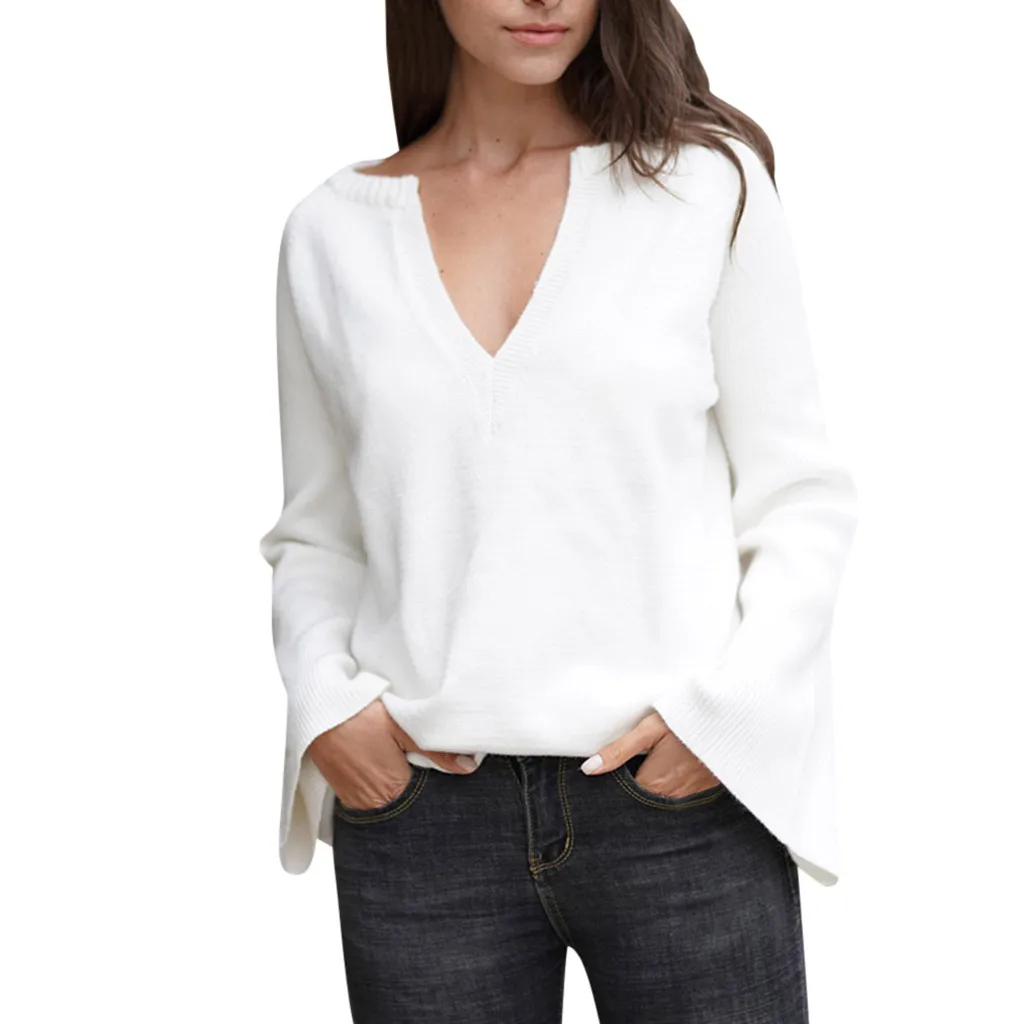 Women's sweater Womens Off The Shoulder Sweater Casual Knitted Loose Long Sleeve Pullover Women Sweaters Korean Style Slim z0722