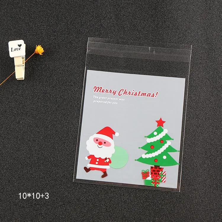 25 шт., милое рождественское печенье, подарочные сумки, мультяшная упаковка для печенья, самоклеющиеся конфетные пластиковые пакеты для тортов, упаковка - Цвет: K