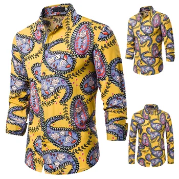 

Men's shirt bar club hosts sexy nightclub sexy design men's Lapel Long Sleeve Shirt