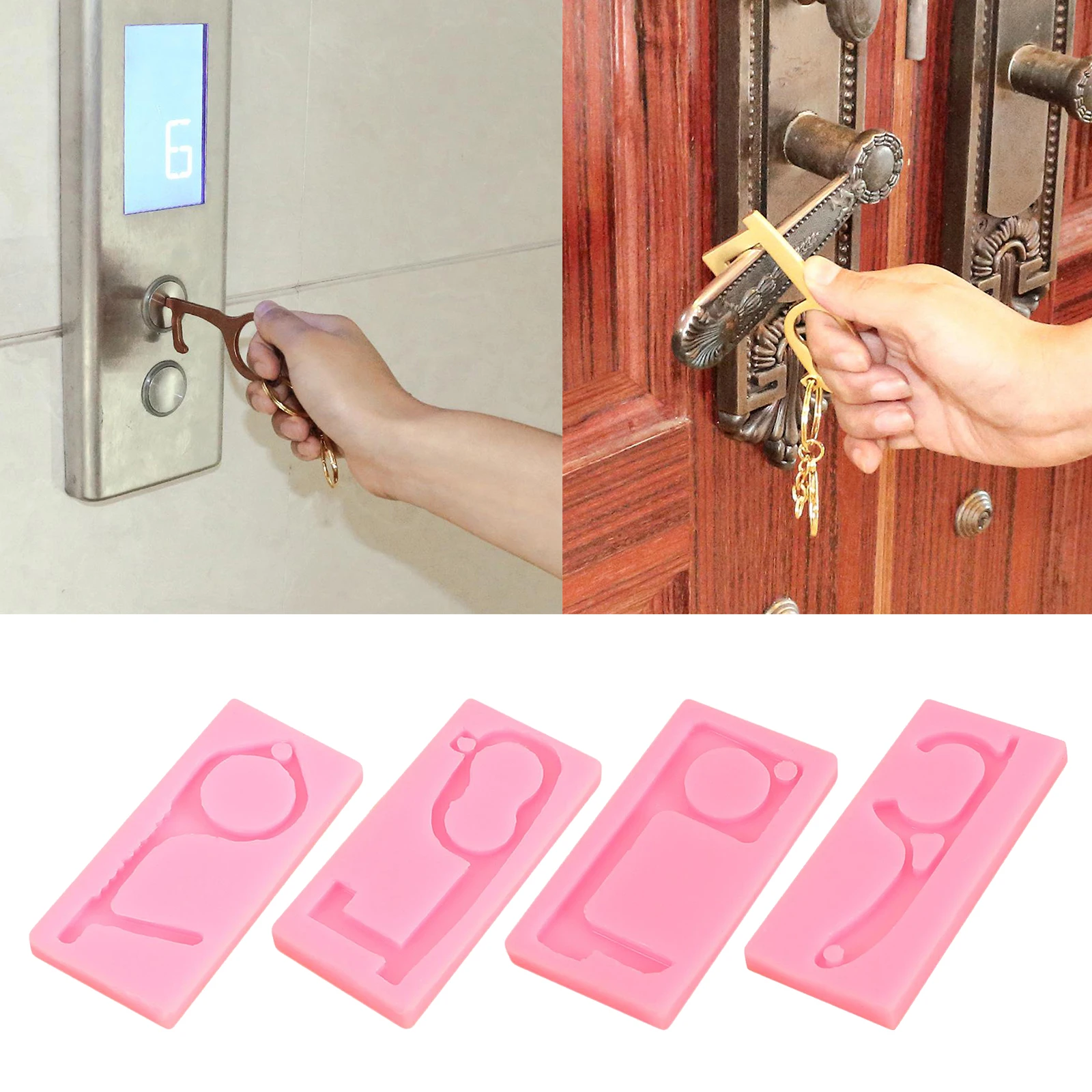 Non-Contact Keychain Press Elevator Door Opener Mold Enjoy DIY Fun for Girl Kids Adults Family Craft Lovers