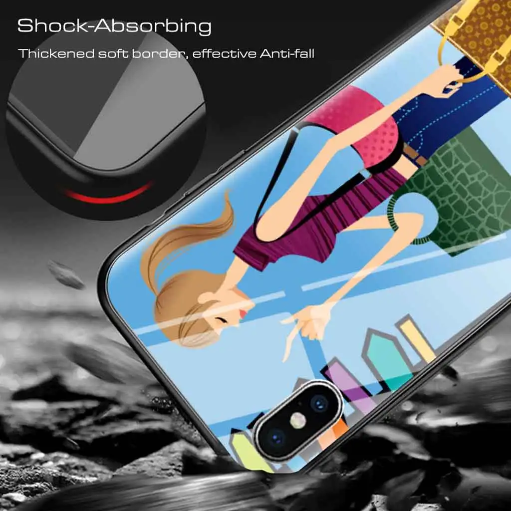 Модный женский стеклянный чехол для iphone xr x xs max 8 plus 7 7plus 6 6s 5 5s se coque iphone7 мультяшный