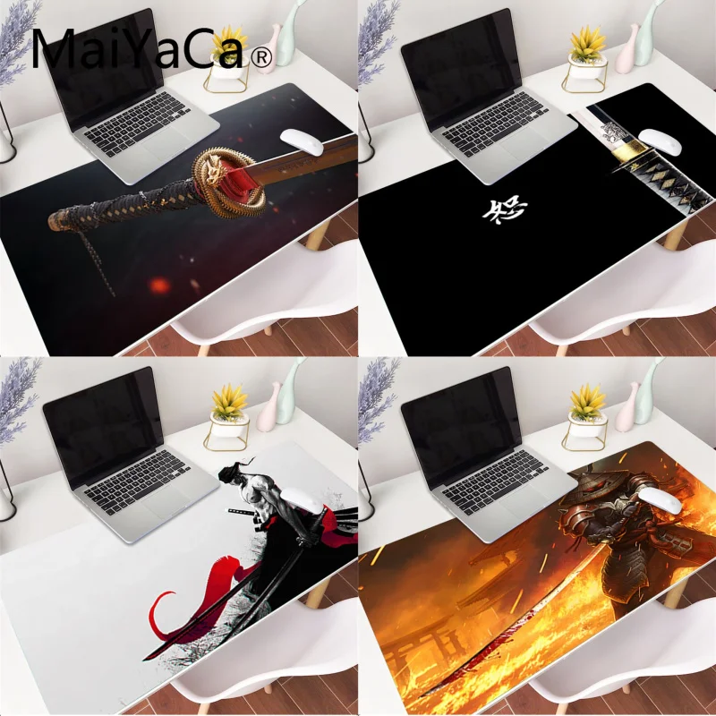 

Samurai Dragon Katana Mouse mat XXL Mouse Pad anime Laptop Desk Mat For PC gamer Comfort Pad Anti-Slip Notebook Mice Mats
