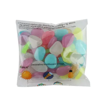

50Pcs Artificial Color Luminous Stone Fluorescent Stone Shiny Stone Full English Bag Packaging Fish Tank Landscaping