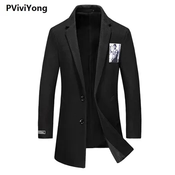 

PViviYong 2019 new arrival autumn&winter high quality wool trench coat men,men's wool jackets plus-size M-5XL F12