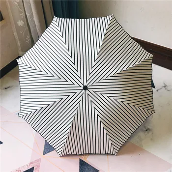 

Sun umbrella folding female dual-purpose Japanese stripe small fresh sun shading black glue sunscreen UV students