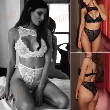 

Lace Women Sexy Lace Lingerie Babydoll G-String High Wasit Thong Underwear Set Sleepwear S-2XL