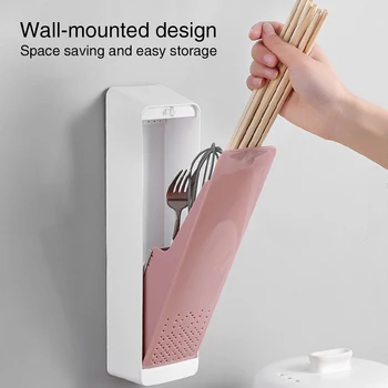 

Storage Box Fork Spoon Drain Rack Chopsticks Cage Tableware Tube Shelf Wall Hanging Dust Cover Kitchen Holder Cutlery Organizer