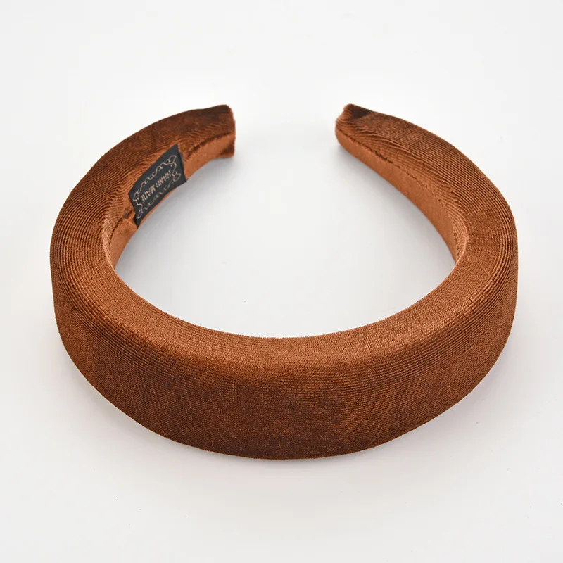 Style 2 Brown 1 шт. модные аксессуары для волос, Женская жемчужная Толстая бархатная повязка на голову, Твердые широкие повязки на голову для девочки, женские аксессуары для волос, головные уборы - Цвет: Style 2 Brown
