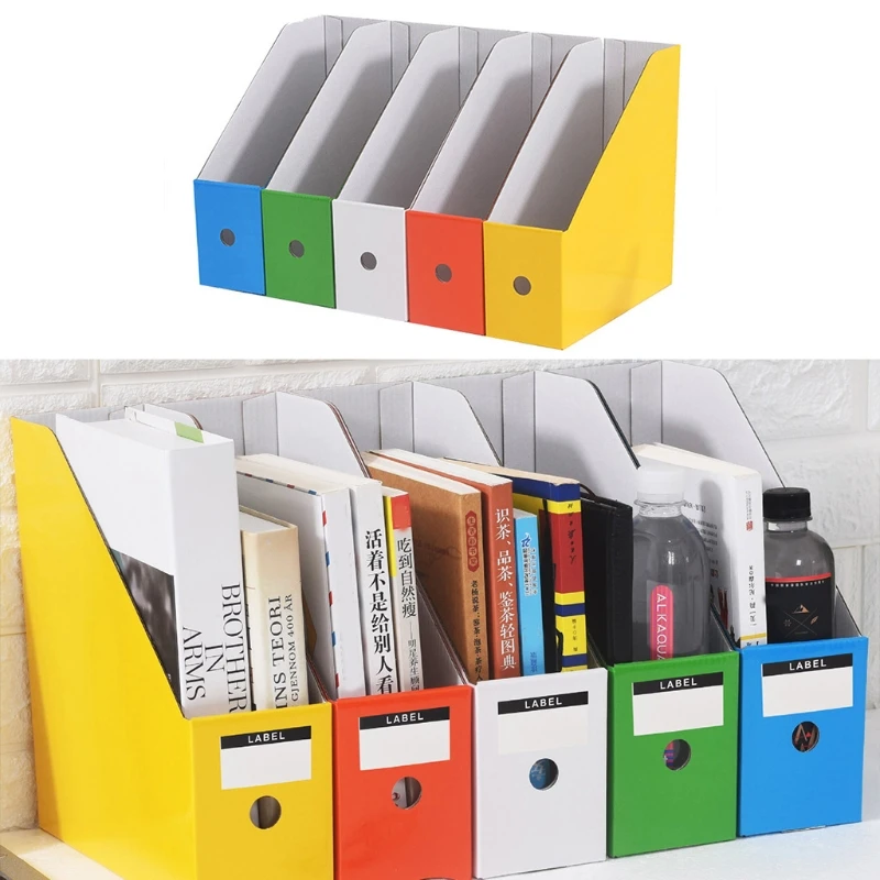 H55A 5pcs Paper Cardboard File Magazine Holder Colorful Desk Storage Organizer Rack | Дом и сад