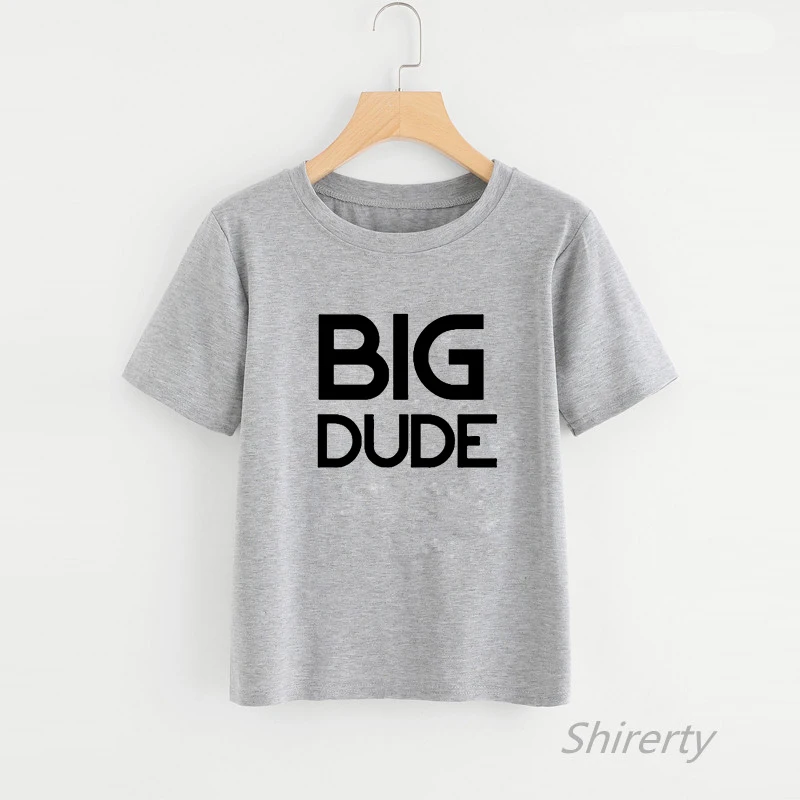 Одинаковые комплекты для семьи «большой человек и маленький человек» хлопковая летняя футболка с надписью «Brother Sister» футболка для маленьких мальчиков летние детские футболки - Цвет: Big Dude-Grey