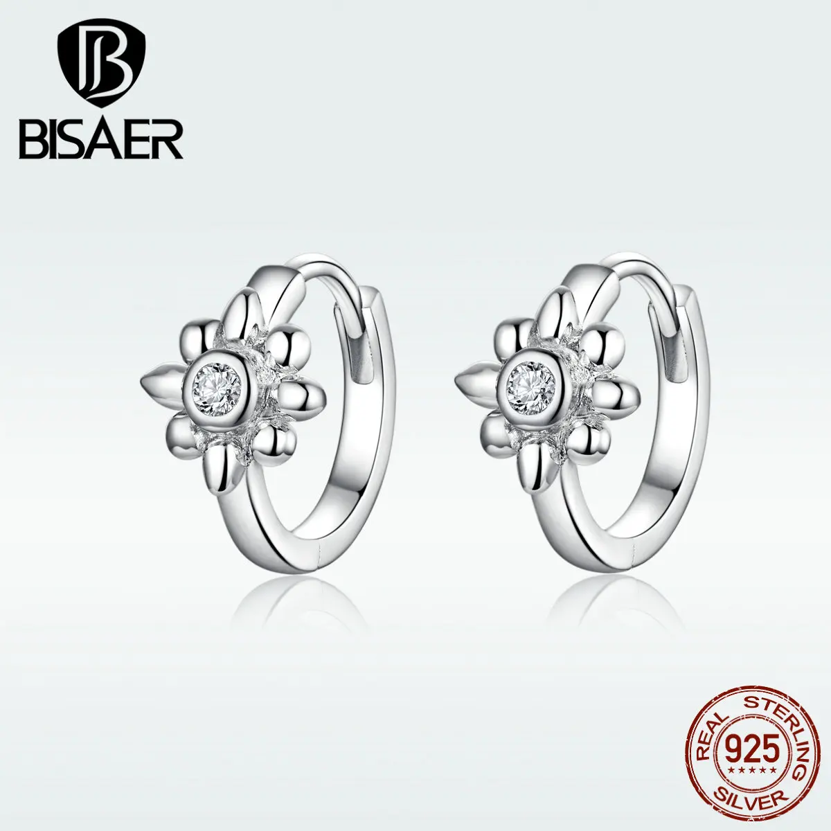 BISAER, мода, 925 пробы, серебряные, классические, в стиле барокко, с цветами, круглые серьги-кольца для женщин, девушек, серебряные серьги, ювелирное изделие GAE082