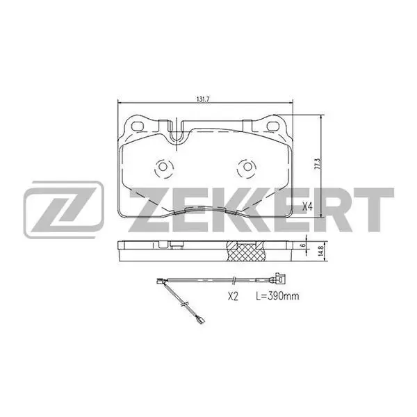 Колодки торм. диск. перед. с датчиком VW Touareg I II 02 ZEKKER