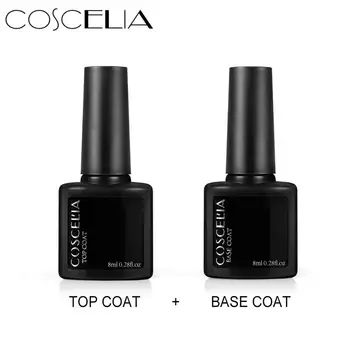 

COSCELIA 8ML Top Coat Base Coat Gel Nail Polish Gel Polish Nail Art UV LED Soak-Off Multi-use Gel No Wipe Top Base Gel