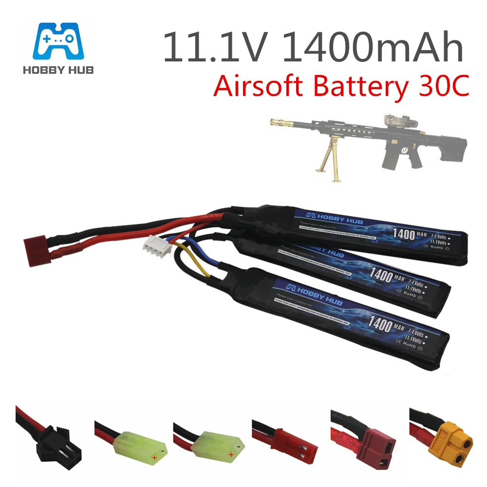 Hobby Hub 1400mAh 11,1 V 30C 3S Lipo батарея Tamiya водный Воздушный пистолет электрический RC Запчасти мощный Акку для страйкбола пистолет игрушечный аккумулятор