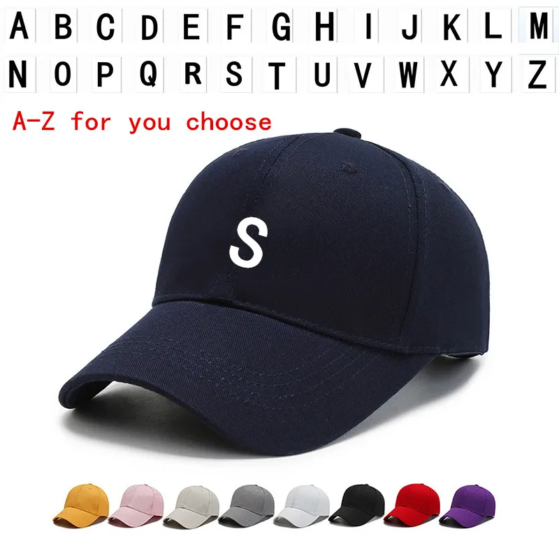 A-Z Embroider Letter Cotton Hat  Baseball Dad Cap Adjustable Size for Running Workouts Outdoor Activities Personality Caps 6