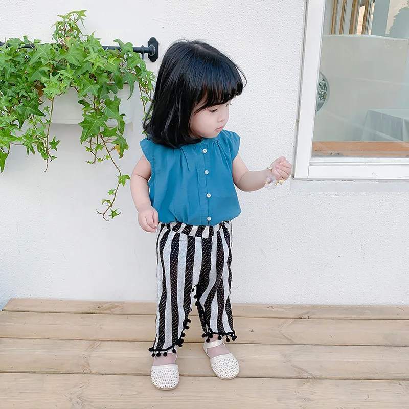 A mu hou детская одежда; коллекция года; Южная Корея; летняя детская одежда; стиль; универсальные топы для малышей; однотонная хлопковая рубашка без рукавов