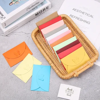 

5Pcs/Set MultiColor Paper Envelop Creative Message Card Envelope Bag Butterfly Buckle Pearl Paper Business School Supplies Gifts