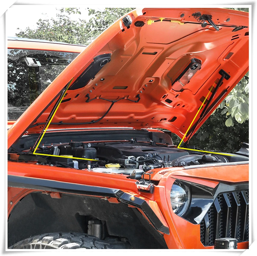 Для Jeep Wrangler JL крышка капота гидравлическая штанга стойка телескопическая штанга капот двигателя поддержка подъема 2 шт. Топ