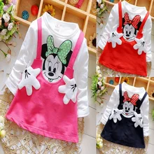 Новое платье с длинными рукавами и героями мультфильмов для маленьких девочек детская одежда для детей платье принцессы Повседневная одежда для детей от 0 до 2 лет