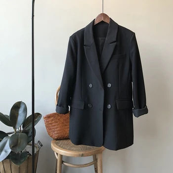 

2020 Spring Blazer Coat Women Turn Down Collar Long Sleeve Vintage Coat Casaco Feminino Tops Women Elegant Coat Outerwear Female