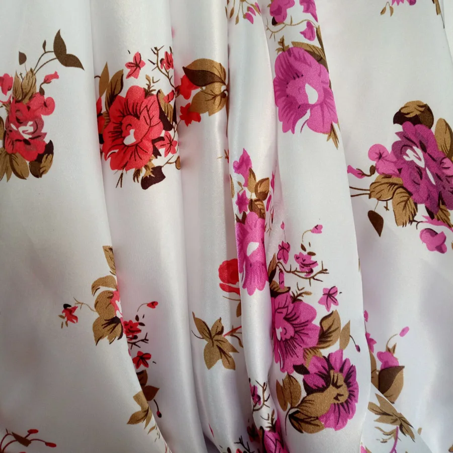 ON SALE Satin Fabric Craft Printed Ribbon Material Glossy Charmeuse Polyester Tilda Scarf Material