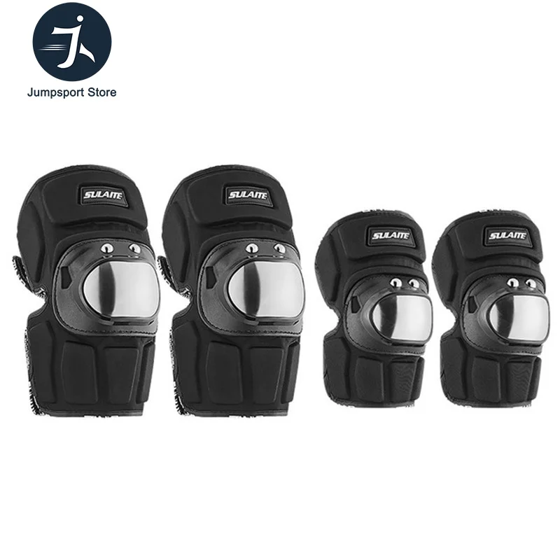 

SULAITE 4Pcs/set Motorcycle Protector Knee Pads Elbow Protector Skiing Stainless Steel Cross-country Protect Guards Lightweight