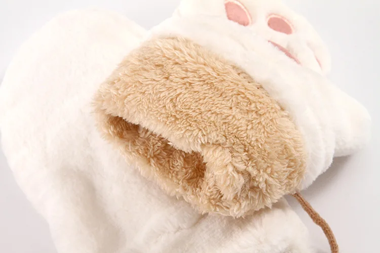 Зимние женские Медвежонок лапы перчатки Теплый мягкий флис Fuuny милые женские висящие перчатки для девочек