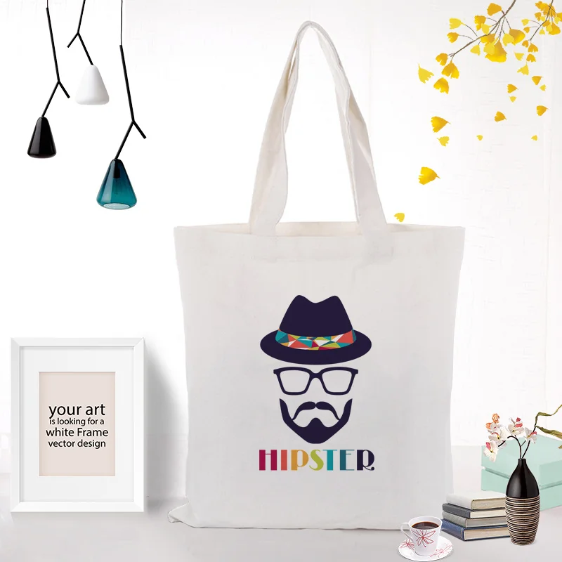 

illustration Canvas Tote Bag Shopping Bag Custom Print Logo Text DIY Daily Use Eco Ecologicas Reusable Recycle Handbag
