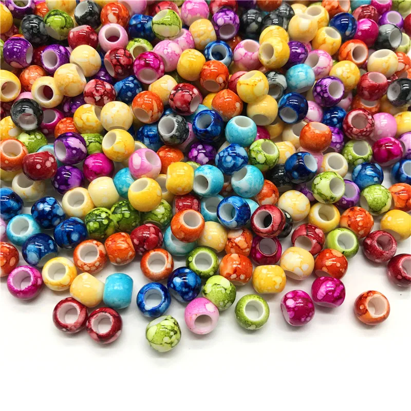 

30pcs/lot 10mm Big Hole Round Beads for Jewelry Making Acrylic Beads Multicolor Loose Bead Jewelry DIY Accessory