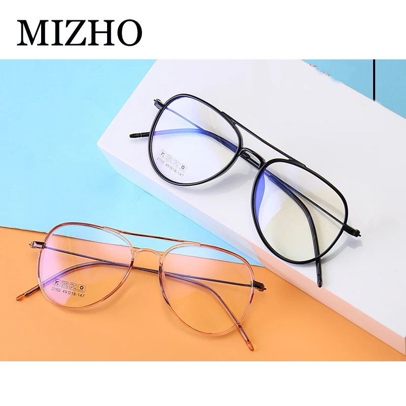 MIZHO прозрачный белый пластик пилот Корея очки оправа для женщин высокое качество поддельные очки для мужчин очки черный