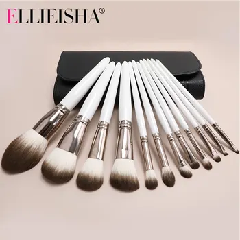 

ELLIEISHA White Makeup brushes set Professional Natural goat hair brushes Foundation Powder Contour Eyeshadow make up brushes