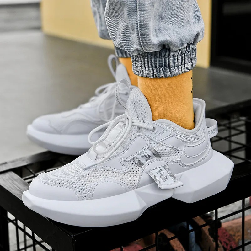 

Sports Sneakers Man Hommes Chaussures Breathable Mesh upper Height increasing Outdoor Walking Trendy Young Man Jogging Run Shoes
