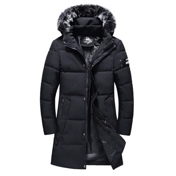 

Men Mid-length Thick Hooded Coat Teenager Casual Trend Cotton Coat Men's Winter New Style Cotton-padded Clothes parkas